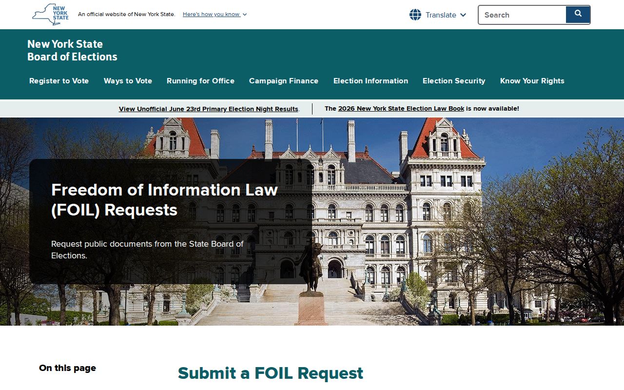 Town of Rye neighbors voter-file FOIL guidance from the New York State Board of Elections