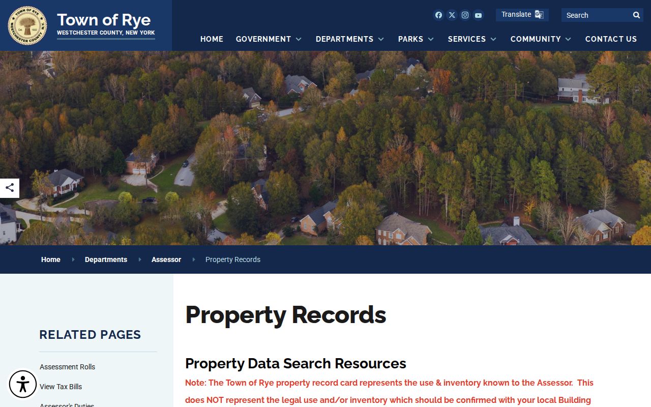 Town of Rye street directory property records gateway